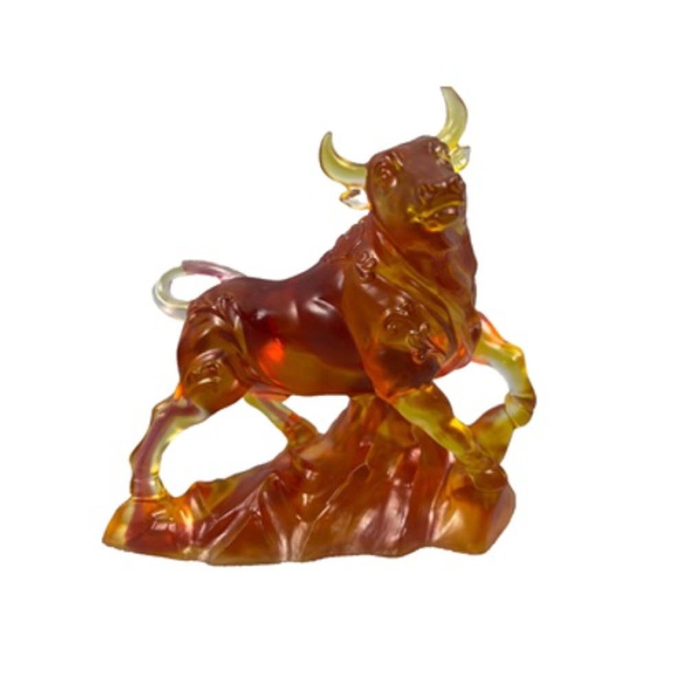Liuligongfang LIuli Bull Ambient Crystal 251/500 Signed 2020 Chinese Art‎ Statue